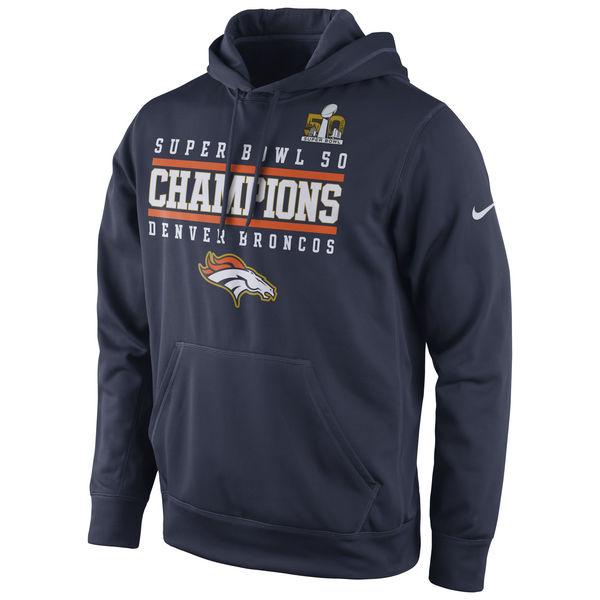 Men Denver Broncos Nike Super Bowl 50 Champions Celebration Performance Hoodie Navy